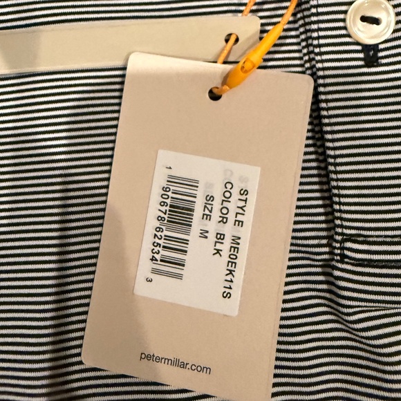 Peter Millar Summer Comfort Men's Medium Black Striped Polo MSRP $115 - Picture 4 of 6